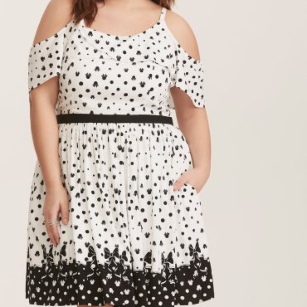Minnie Mouse Black & White Tulip Skater Dress